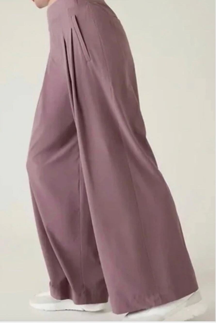 Athleta Brooklyn Heights Wide Leg Pant Tall 16 Purple Mauve Travel Casual